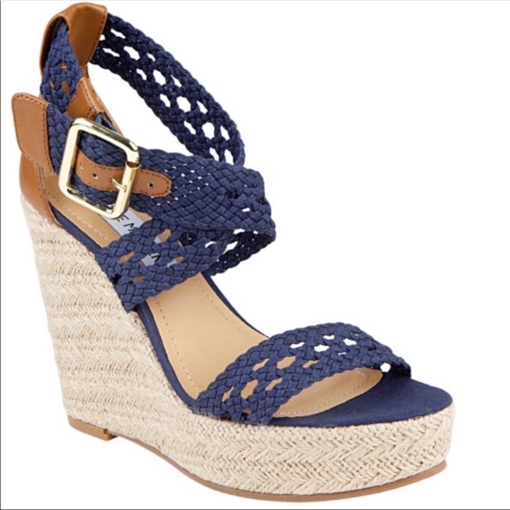 Steve Madden P-River Crochet Wedges in Navy